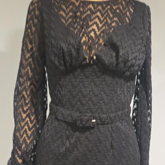 Elegant Black Lace Long Sleeve Dress - Picture 10 of 16